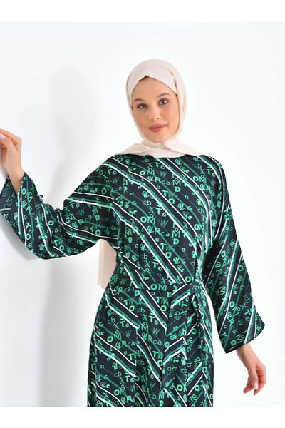 TUNCAY Green Patterned Tuncay Dress