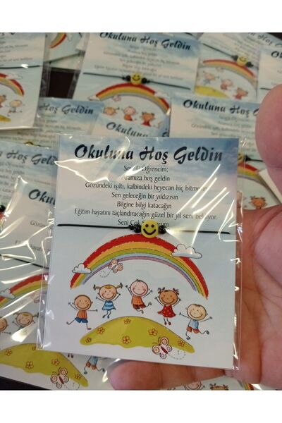 sandal hediyelik OKULUNA, Sınıfına Hoşgeldin Hediyesi İpli Gülen Yüzlü Bilekl...