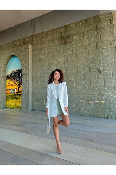 HK Style Kadın Belden Bağlamalı Blazer Ceket