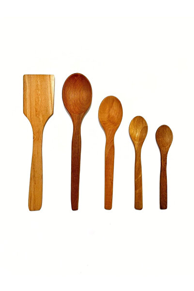 HOMENESS Ahşap 5'Li Kayın Set Kaşık Spatula Servis Sunum Seti