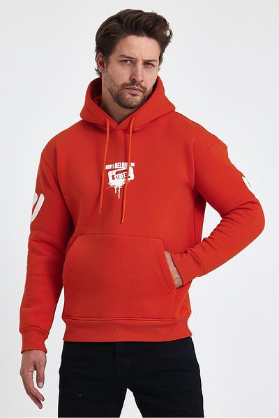 Tarz Cool Ανδρικό φούτερ Fleece με κουκούλα από βαμβάκι - 3 κλωστές, Standard Fit