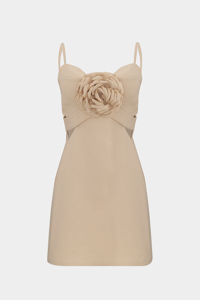 Açelya Okcu Strappy Mini Women's Dress - Premium Rose Detailed