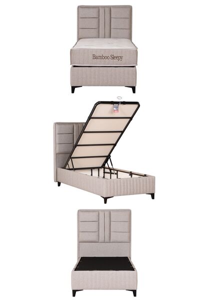 Kilim Mobilya Bamboo Sleepy Sandıklı Baza Başlık Seti Bej (YATAK DAHİL DEĞİLDİR)