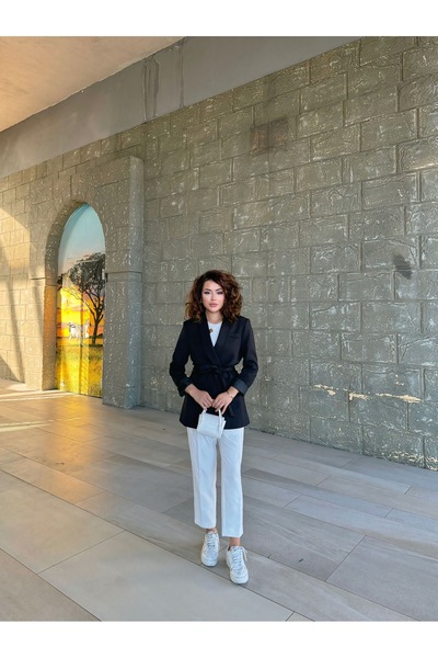 Genel Markalar Kadın Belden Bağlamalı Blazer Ceket