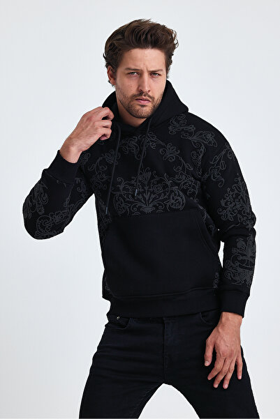 Tarz Cool Ανδρικό βαμβακερό φούτερ με κουκούλα Thessaloniki Fleece - 3 κλωστές, κανονική εφαρμογή