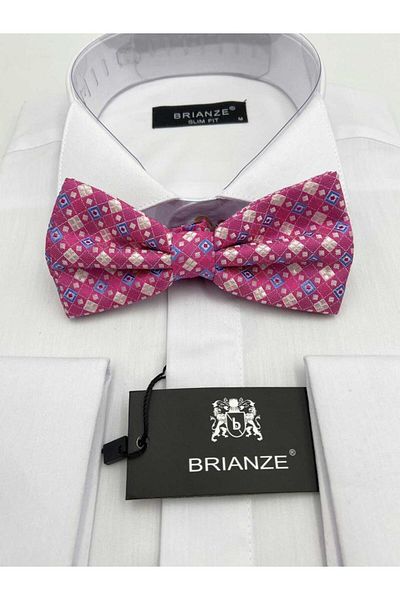 Brianze Pink Bow Tie - Blue and White Checked Pattern