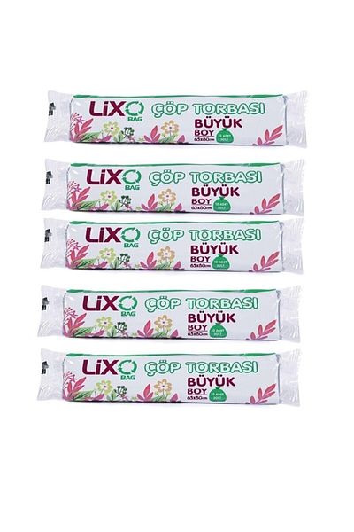 LİXO ÇÖP POŞETLERİ Large Size Garbage Bag 5 Packs * 10 Rolls = 50 Pieces 65*80 Cm Blue