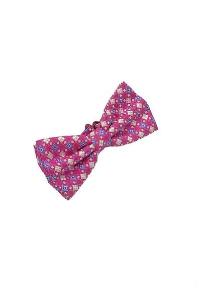 Brianze Pink Bow Tie - Blue and White Checked Pattern