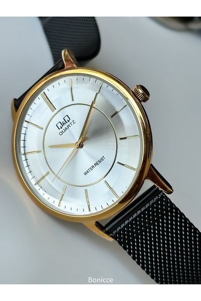 Q&Q Black Waterproof Men's Wristwatch - Rosary Bracelet