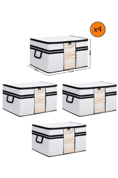 Spartek home textile 4 Pieces Lux White-Black Striped Window Pillow Quilt Cushion 75X40X40 cm