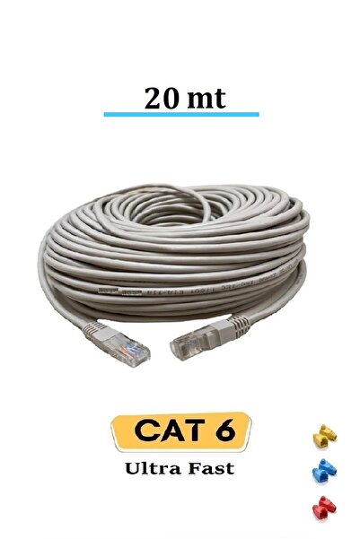Vwin 20 Metre Cat6 İnternet Ethernet Kablosu EzRj45 Cat 6 Utp Patch Kablo Hig...