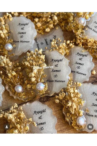 Sultan Tasarım 25 Adet 5 Cm Çiçekli Söz Nişan Düğün Kız Erkek Bebek Yenidoğan...