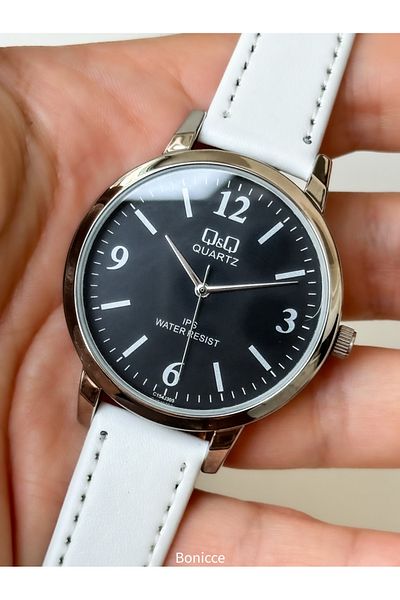 Q&Q Men's Wristwatch - Brand Retro White, 24 Months Warranty, Waterproof, Leather Cord Rosary Bracelet