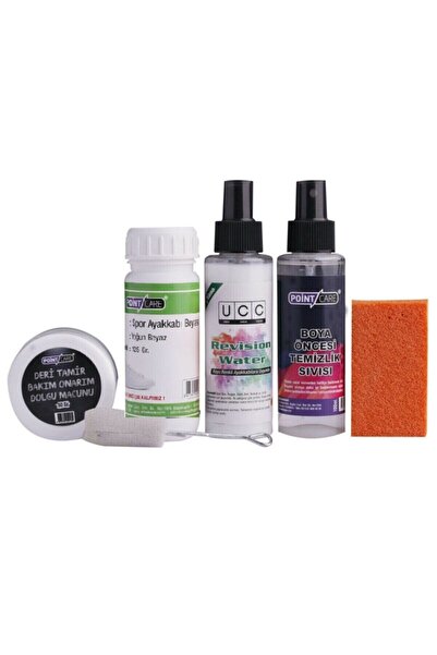 A POINT Point Care 5'li Set Beyaz Deri Boyası + Tamir Macunu+ Temizleme Sıvısı + Yenileme Sıvısı+ Sünger