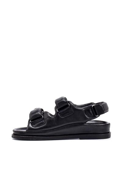 Sofia Baldi Sanda Black Leather Women's Flat Sandals