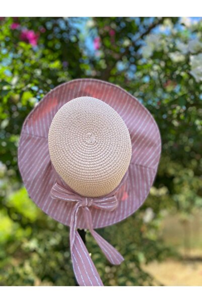 Bohemian Women's Pink Straw Flared Hat
