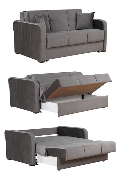 Kilim Mobilya Adonis XL Çift Kişilik Yataklı Ve Bazalı Kanepe Antrasit