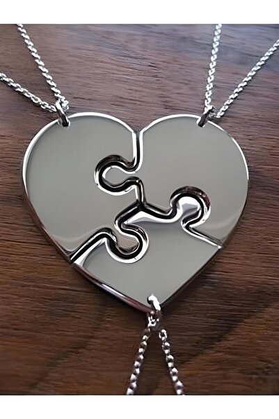 design albatros jewelry 3lü Puzzle Arkadaşlık Kolyesi Gümüş