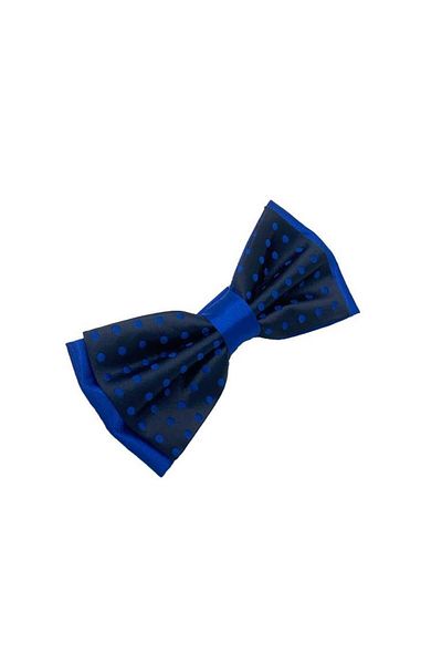 Brianze Navy Blue Saks Blue Dotted Bow Tie