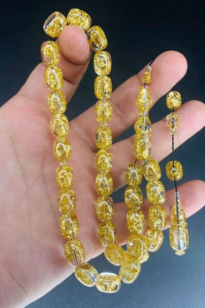 Agai Silver Rozariu din sticlă din avion cu particule de aur rozary auriu