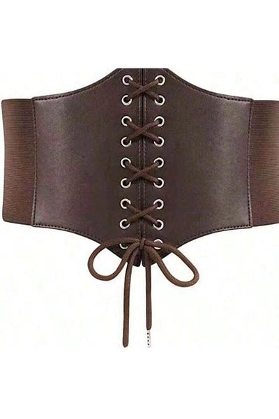 ZR Accessory Ελαστική γυναικεία ζώνη κορσέ - με λεπτομέρεια από δαντέλα, για παλτό, φόρεμα και πουκάμισο