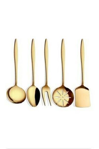BRONDOFF Carmen Matte Gold Titanium Serving Set 5 Pieces