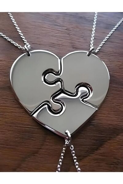 design albatros jewelry Albatros Company Arkadaşlık Puzzle 3 Lü Kolye Gümüş