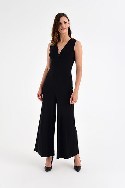 Laranor Black Women's Jumpsuit - Front Zipper, Day and Night Elegance - 20l6845