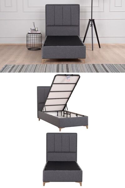 Kilim Mobilya Gold Therapy Sandıklı Baza Başlık Seti Antrasit (YATAK DAHİL DEĞİLDİR)