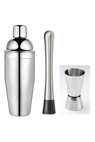adin tasarım Kokteyl Hazırlama Seti 3lü Shaker 350 ml + 2.5/5 cl Jigger Bar Ö...