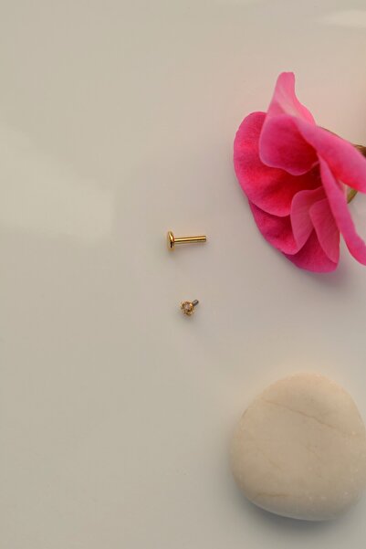 Mu Minamu 6 mm Bar Boylu 3 mm Taşlı Yıldız Taşlı Çelik Tragus Piercing Helix Kıkırdak Conch