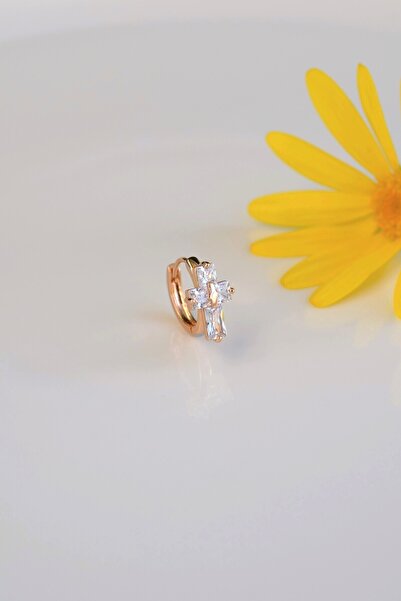 Mu Minamu Unisex Zirkon Taşlı Cross Küpe Helix Conch Lob Kıkırdak