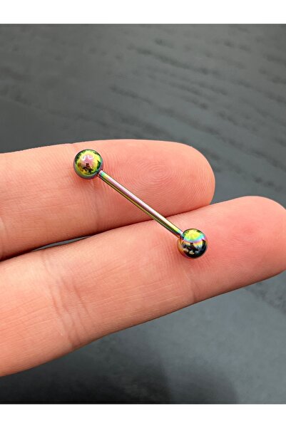 Karınca Piercing Gökkuşağı Renkli Ilk Delim Uzun Piercing 20 Mm Dil Piercingi