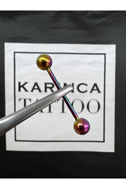 Karınca Piercing Gökkuşağı Renkli Ilk Delim Uzun Piercing 20 Mm Dil Piercingi