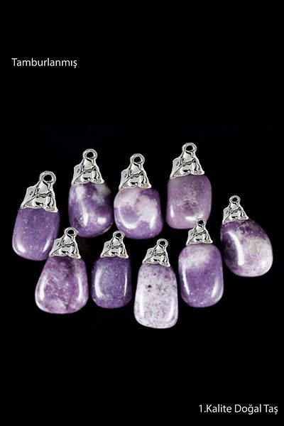 Tesbih Atölyesi Real Lepidolite Stone - Certified Drummed Necklace