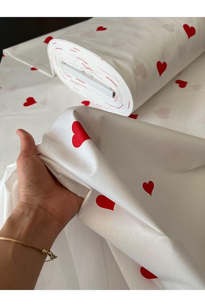 KAMİZ Red Heart Poplin Duvet Cover - 100% Cotton Sheet-pillowcase-dress-bag-240 Cm Wide Width