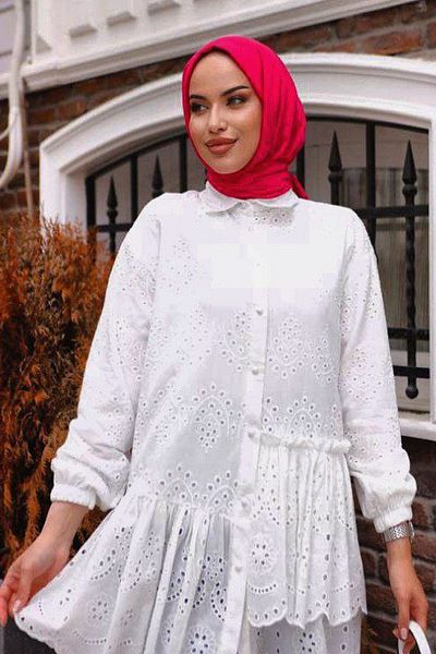 nizzell LAYERED BRODE LACE FISTO FABRIC SHIRT TUNIC FISTO SHIRT