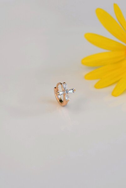 Mu Minamu Zirkon Taşlı Mini Cross Tragus Piercing Helix Kıkırdak Küpe