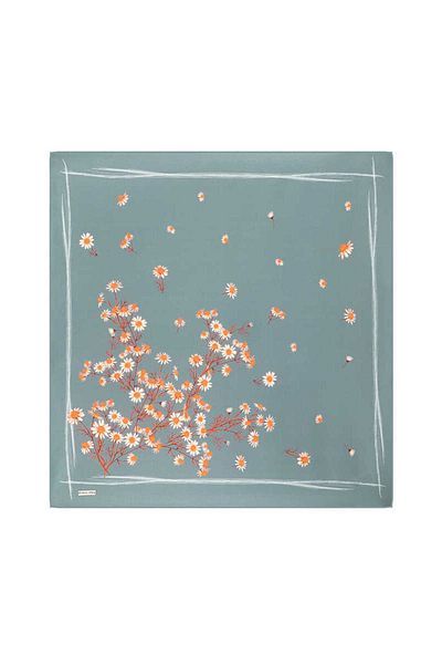 Bursa İpek Φουλάρι με μοτίβο Daisy Mint Silk Twill