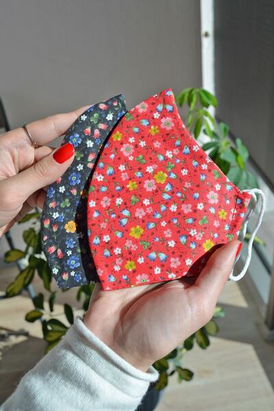 Sacce Scarves&Accessories Yıkanabilir Pamuklu Kumaş Maske Ikili Set