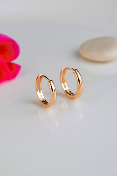 Mu Minamu Bombeli Küçük Halka Küpe Günlük Kullanım Düz Halka Küpe