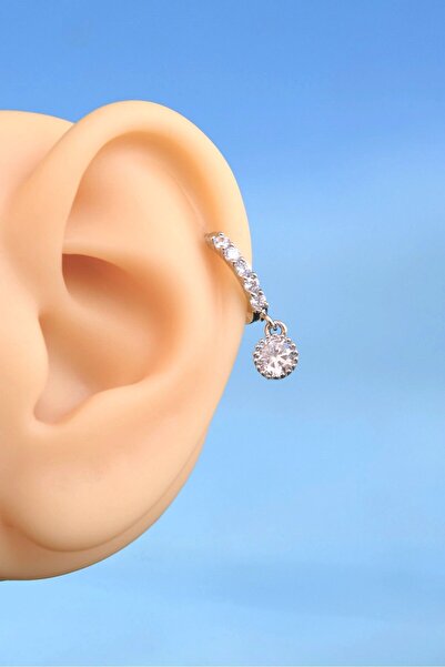 Mu Minamu Tektaş Sallantılı Helix Küpesi Mini Taşlı Küpe Piercing Tek Adet