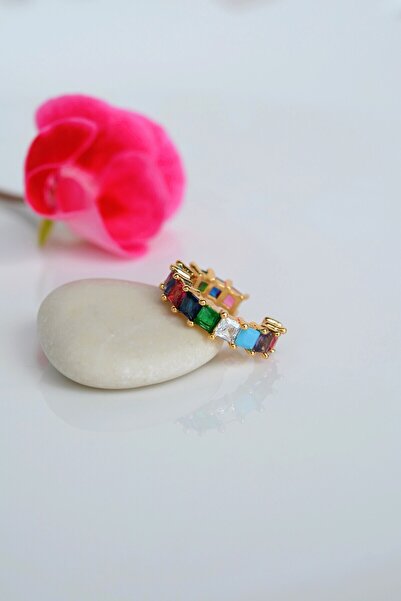 Mu Minamu Zirkon Taşlı Earcuff Taşlı Halka Sıkıştırmalı Kıkırdak Küpesi