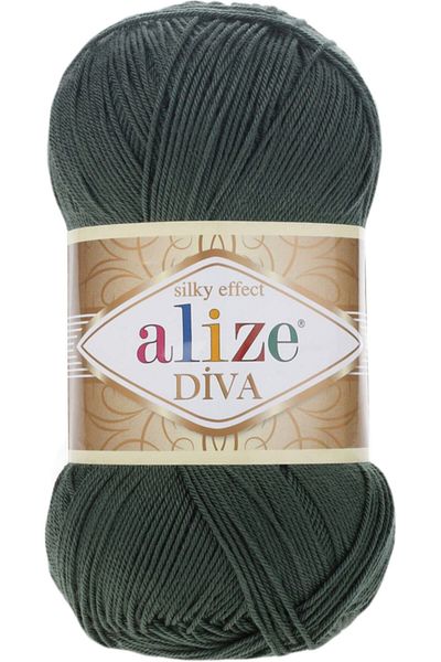 Alize Diva Mercerized Khaki Hand Knitted - Floss Color Code: 131
