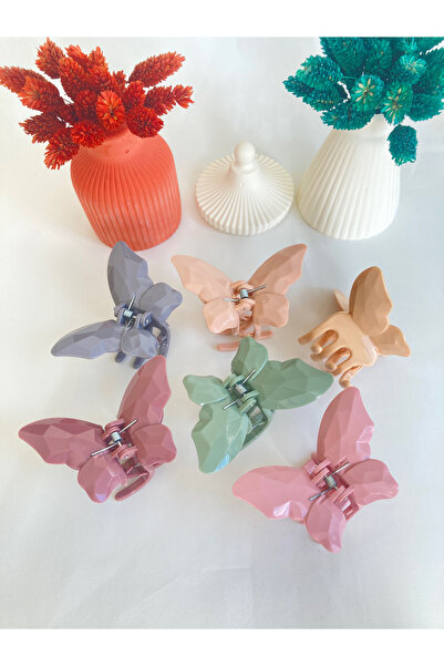 PREGIO 6’lı XL Büyük Boy Kahve Kelebek Mandal Saç Tokası