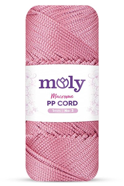 Moly PP Cord Polyester Makrome No:3 1mm 090-Gül Kurusu Örgü İpi 100 Gram