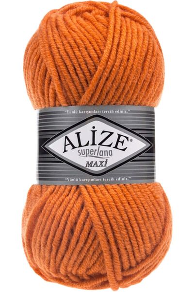 Alize Superlana Maxi Orange Knitted Hand 225 κλωστή Κωδικός χρώματος