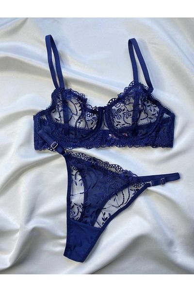 SÜSEN LİNGERİE SÖTÉTKÉK BRODE MELLTARTÓ SZETT, NŐI SEXY FEHÉR, NŐI CSIPKE TUL FANCY FEHÉR