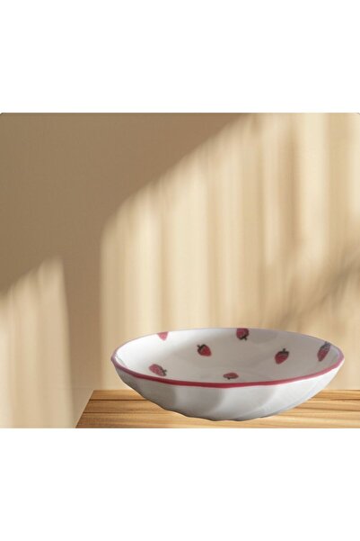 Home 25 Cm Ceramic Salad Bowl - Strawberry Pattern