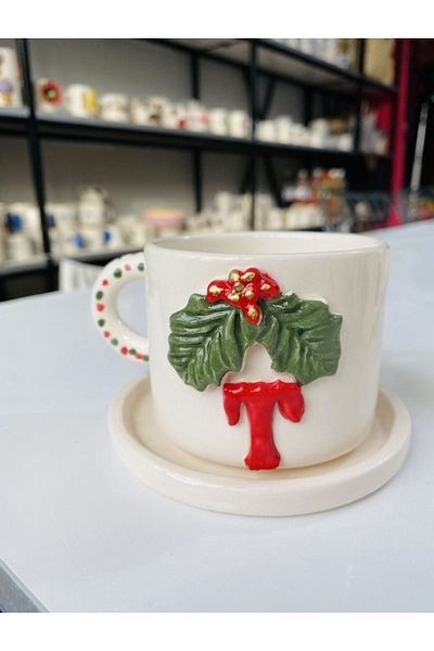 Banuart New Year's Kokina Gift Ceramic Coffee Cup with Letter T